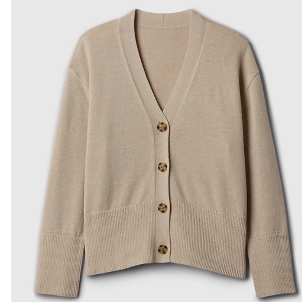 Gap Women's Linen Blend Split Hem Oversized Cardigan Size M‎ Tall